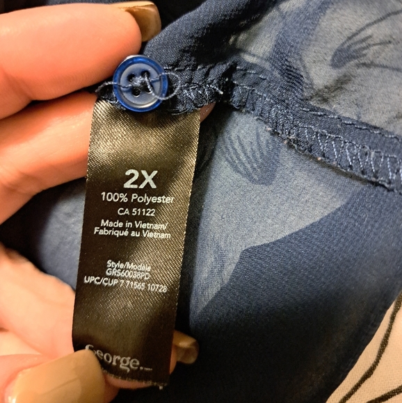 🌼 5/$25 2X George Sheer Navy Sleeveless Blouse - Picture 5 of 5